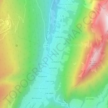 Carte topographique La Crochère, altitude, relief
