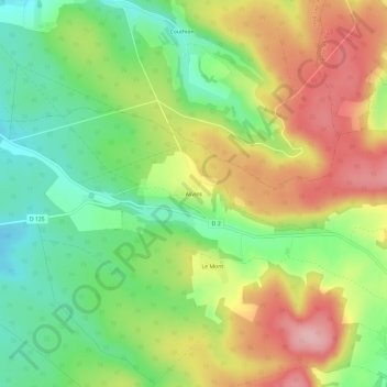 Carte topographique Asvins, altitude, relief
