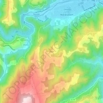 Carte topographique Boyon, altitude, relief