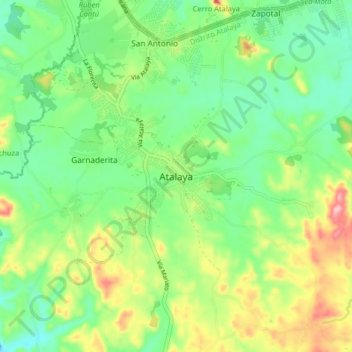 Carte topographique Atalaya, altitude, relief