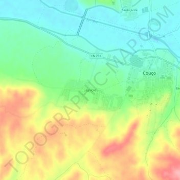 Carte topographique Lagoiços, altitude, relief