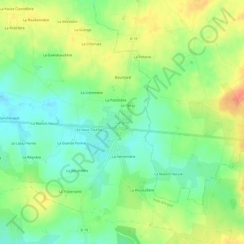 Carte topographique Laigné, altitude, relief
