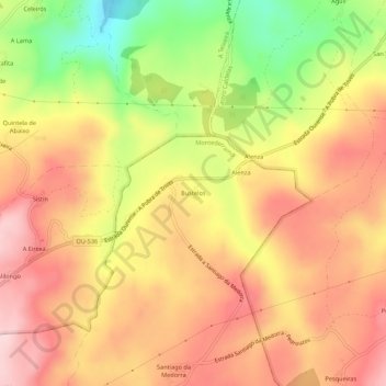 Carte topographique Bustelos, altitude, relief