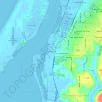 Carte topographique Bucksport, altitude, relief