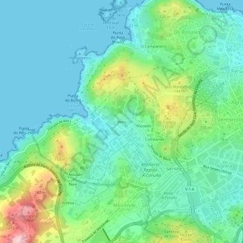 Carte topographique Bens, altitude, relief