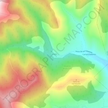 Carte topographique Diustes, altitude, relief