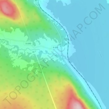 Carte topographique Simeå, altitude, relief