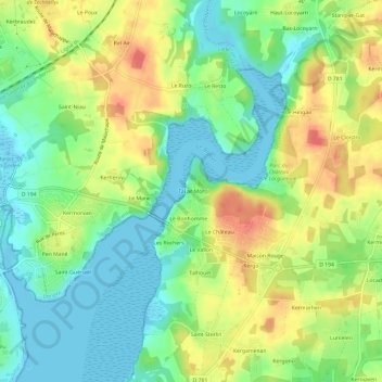 Carte topographique Tal ar Mor, altitude, relief