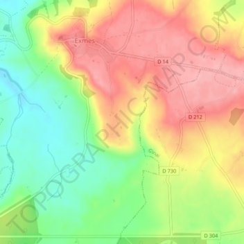Carte topographique Les Boulaies, altitude, relief