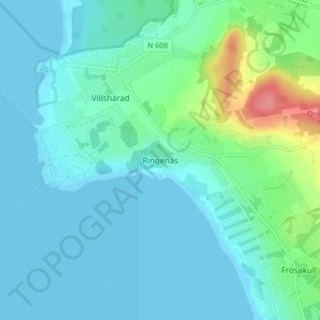 Carte topographique Ringenäs, altitude, relief