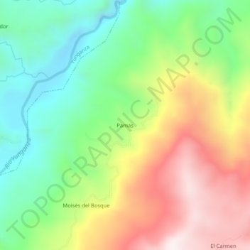 Carte topographique Pamas, altitude, relief