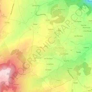 Carte topographique Brun, altitude, relief