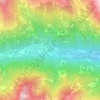 Carte topographique Migliere, altitude, relief