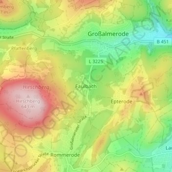 Carte topographique Faulbach, altitude, relief