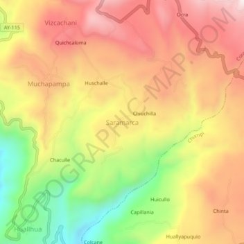 Carte topographique Saramarca, altitude, relief