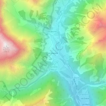 Carte topographique Le Chatelard, altitude, relief