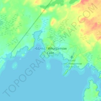 Carte topographique Weagamow Lake, altitude, relief