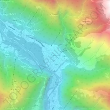 Carte topographique Gordevio, altitude, relief