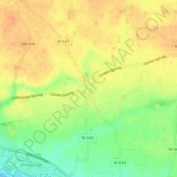 Carte topographique Gislöv, altitude, relief