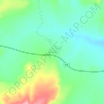 Carte topographique Guena, altitude, relief