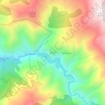 Carte topographique San Fiz, altitude, relief