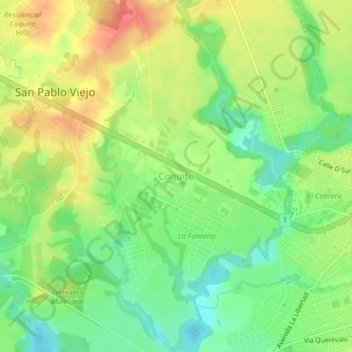 Carte topographique Coquito, altitude, relief