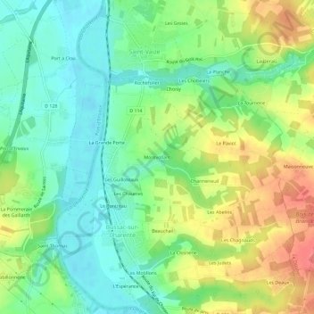 Carte topographique Montvollant, altitude, relief