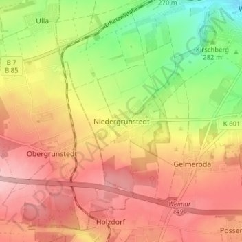 Carte topographique Niedergrunstedt, altitude, relief