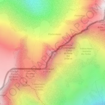 Carte topographique Westliche Floitenspitze, altitude, relief
