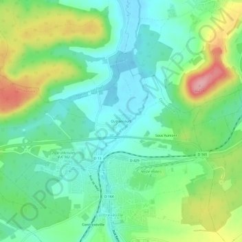 Carte topographique Outrancourt, altitude, relief