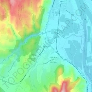 Carte topographique La Motte, altitude, relief