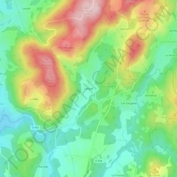 Carte topographique Lavaud, altitude, relief