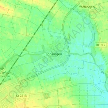 Carte topographique Löpsingen, altitude, relief