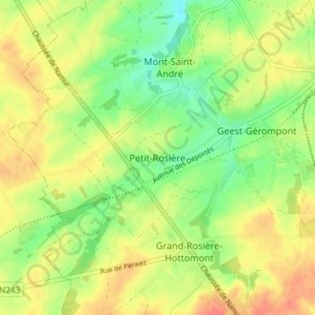 Carte topographique Petit-Rosière, altitude, relief