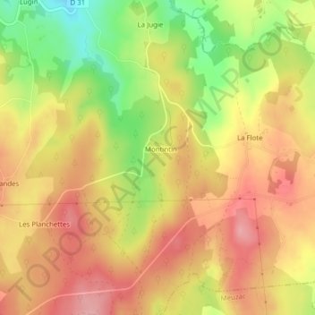 Carte topographique Château de Montintin, altitude, relief