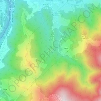Carte topographique Antras, altitude, relief