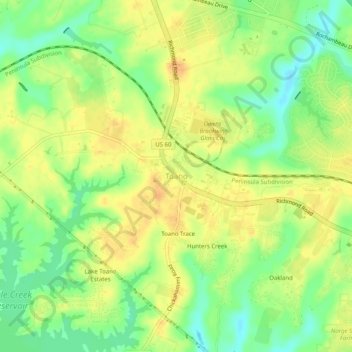 Carte topographique Toano, altitude, relief