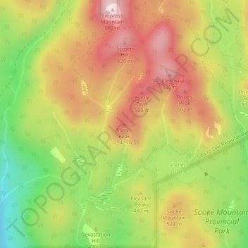 Carte topographique Mary's Peak, altitude, relief