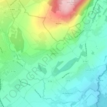 Carte topographique Tutegny, altitude, relief