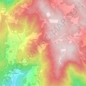 Carte topographique Rio Bom, altitude, relief