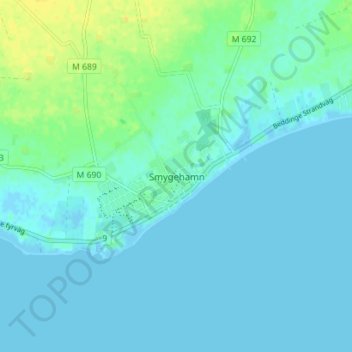 Carte topographique Smygehamn, altitude, relief