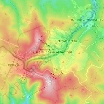 Carte topographique Kurort Oberwiesenthal, altitude, relief