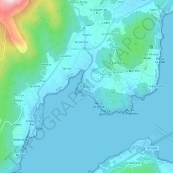 Carte topographique Broña, altitude, relief