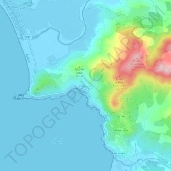 Carte topographique Tiuccia, altitude, relief