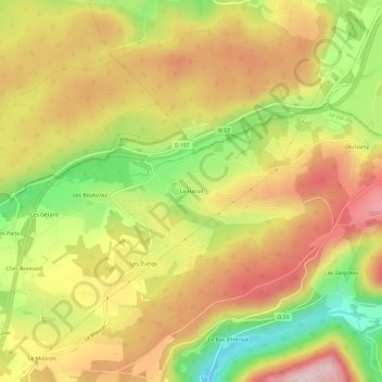 Carte topographique Le Hariol, altitude, relief