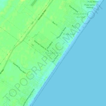 Carte topographique Praia Paraíso, altitude, relief