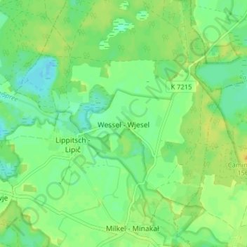 Carte topographique Wessel - Wjesel, altitude, relief