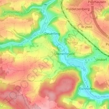 Carte topographique Hillohe, altitude, relief