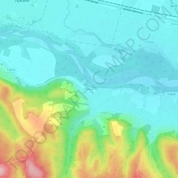 Carte topographique Ревне, altitude, relief