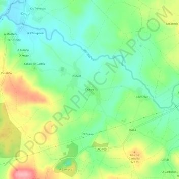 Carte topographique Frieiro, altitude, relief